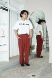 80's linen tuck trousers in dusty red