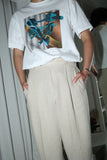 80-90's linen tuck trousers