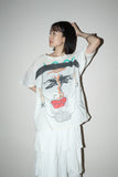 c80's drawing printed cotton  pullover shirt