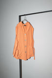 90-00's German label - linen deformed hooded jacket