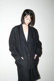 80's linen asymmetry front jacket