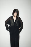 c90's European label - rayon sheer blouse