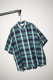 80-90's linen shadow plaid shirt
