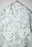 80's rayon abstract pattern open collar shirt