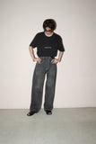 90-00's yarn-dyed black baggy denim pants