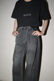 90-00's yarn-dyed black baggy denim pants
