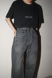 90-00's yarn-dyed black baggy denim pants