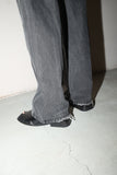 90-00's yarn-dyed black baggy denim pants