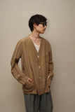 c60's Italian label - silk collarless shirt jacket