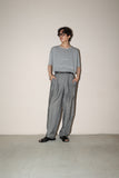 80's linen mixed wide trousers in metallic color