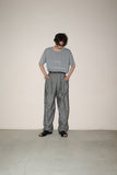 80's linen mixed wide trousers in metallic color