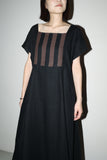 Tyrolean linen bi-color maxi dress