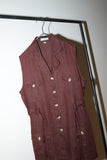 c90's Scandinavian label - linen safari vest in chocolate brown