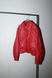 80-90's YORN - leather cropped jacket with big flap pockets in Red