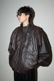 80's European label - oversize leather blouson