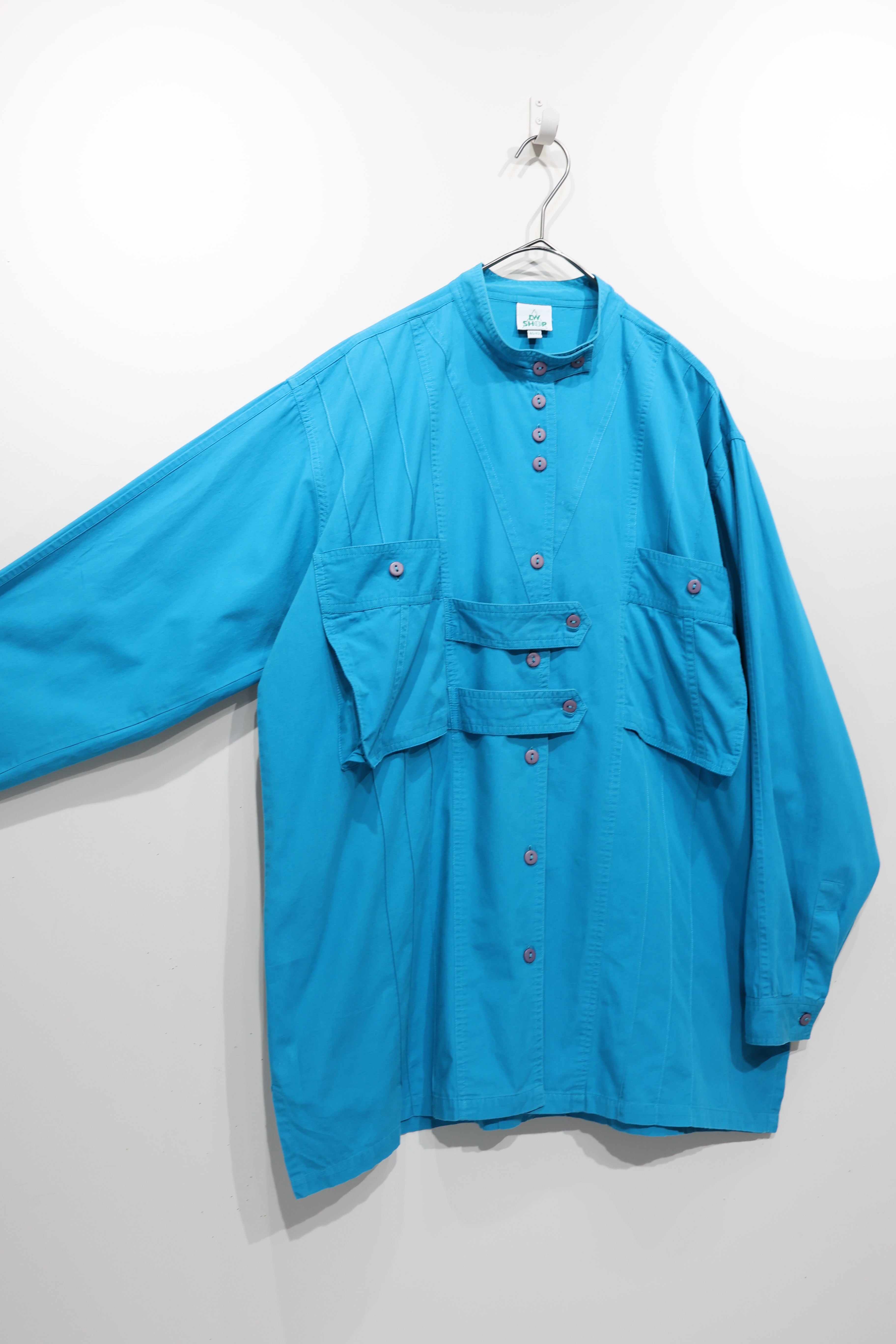 turquoise blue cotton gimmick shirt