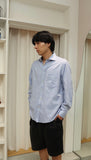 00's European label - cotton blue dress shirt