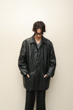 80-90's German label - leather minimal car coat
