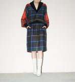 c80's German label - wool multi color big plaid dress