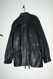 80-90's European label - leather hip-length jacket
