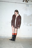 00s European label - hip-length leather jacket