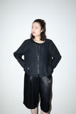 00s European label - linen zip-design pullover top