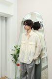 80s European label - wool dress shirt with flap pockets +α detail