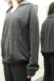 c70's Italian label - wool-pile fabric irregular skipper pullover
