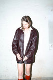 1990s European label - hip-length leather jacket in burgundy