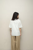 80's Per Spook - cotton asymmetrical front collar less blouse&nbsp;