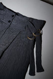 80–90s European label - crinkle fabric hi-waist trousers with adjuster belt