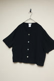 00's European label - viscose collarless blouse
