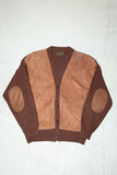 80-90's European label - leather×knit combination cardigan