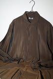 90-00's European label - glossy rayon shirt in brown