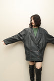80's German label - leather big silhouette jacket