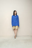 90-00's European label - viscose shirt in vivid blue