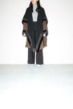 c80's European label - wool deformed blanket coat with embroidery decoration