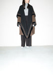 c80's European label - wool deformed blanket coat with embroidery decoration