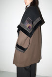 c80's European label - wool deformed blanket coat with embroidery decoration