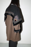 c80's European label - wool deformed blanket coat with embroidery decoration