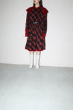 80’s BYBLOS - wool shadow-plaid dress with corduroy patch accent