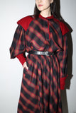 80’s BYBLOS - wool shadow-plaid dress with corduroy patch accent