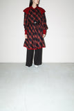 80’s BYBLOS - wool shadow-plaid dress with corduroy patch accent