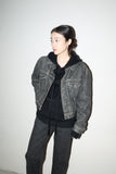 80-90’s ESPRIT - yarn dyed black denim jacket with blanket liner