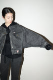 80-90’s GEORGES MARCIANO for GUESS - geometrical cutting cropped denim jacket