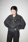 80-90’s GEORGES MARCIANO for GUESS - geometrical cutting cropped denim jacket