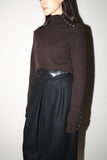 80-90's ANNE KLEIN - cashmere hi-neck knit sweater with shoulder and cuffs buttons