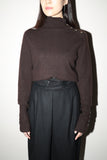 80-90's ANNE KLEIN - cashmere hi-neck knit sweater with shoulder and cuffs buttons