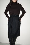 80-90's ANNE KLEIN - cashmere hi-neck knit sweater with shoulder and cuffs buttons