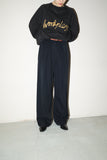 80’s wool/rayon gabardine tuck wide trousers with attached belt